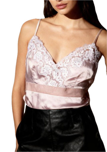 Top Lencero 100% Seda Encaje MIMI (S) COMO NUEVO 1