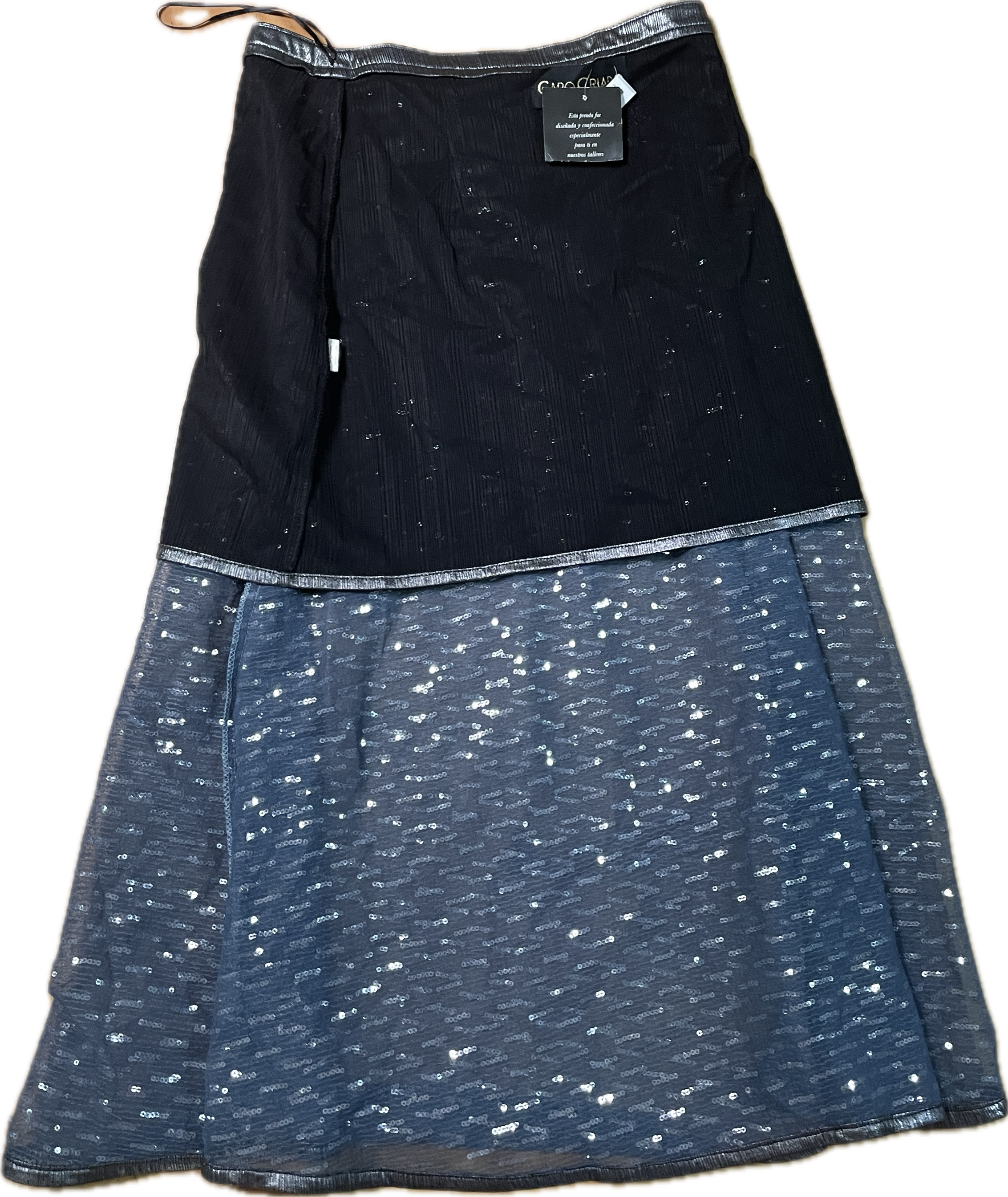 Falda Maxi Transparencia Lentejuelas CARO CRIADO (M) NUEVO CON ETIQUETAS 4