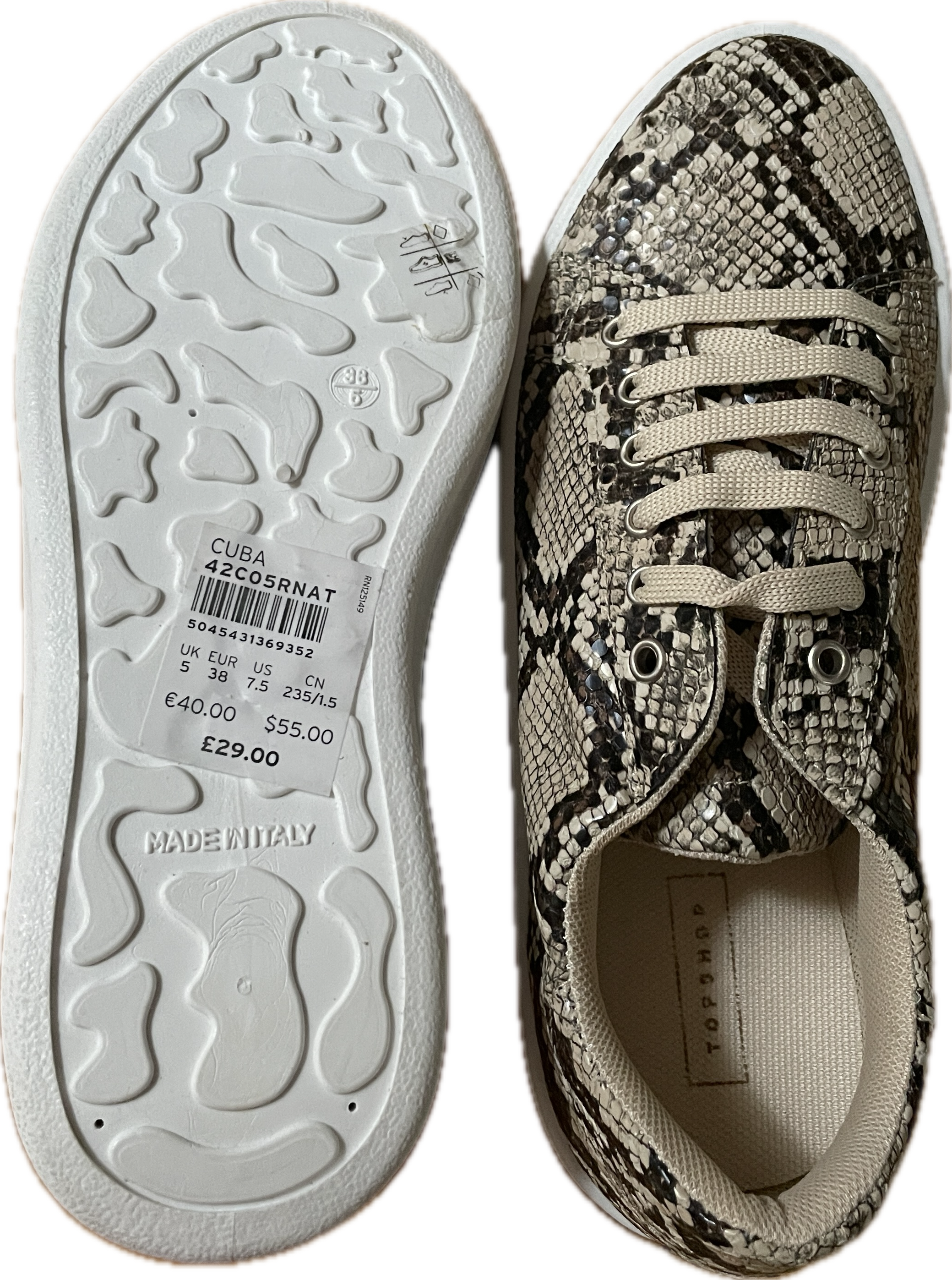 Zapatillas Plataforma Snakeskin TOPSHOP (38) NUEVO 3