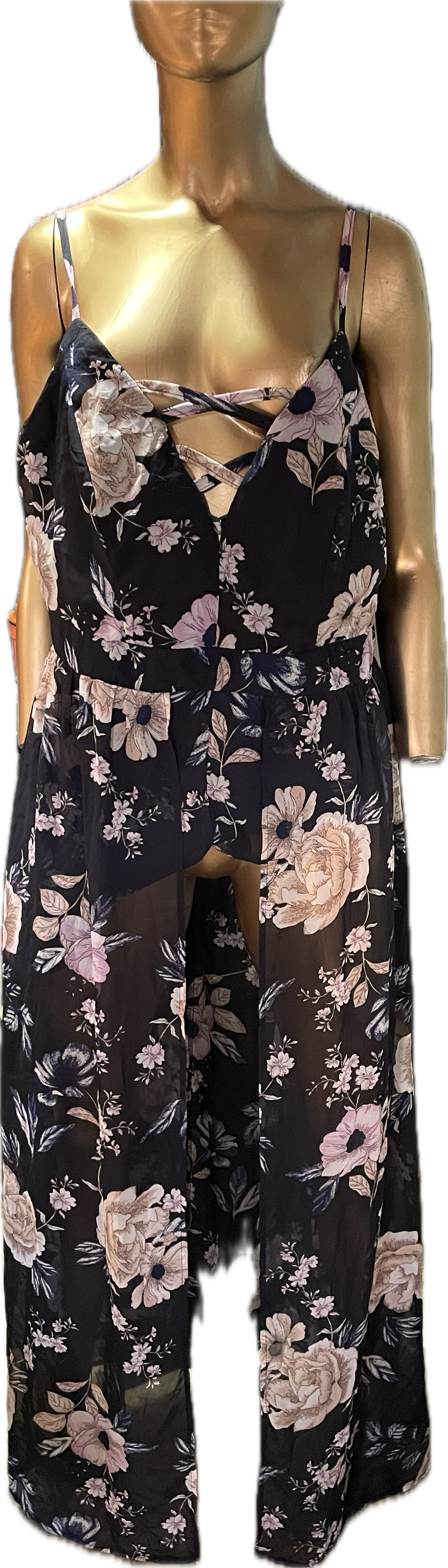 Jumpsuit Short Gasa Flores MARIANNE (XL) NUEVO CON ETIQUETAS 4