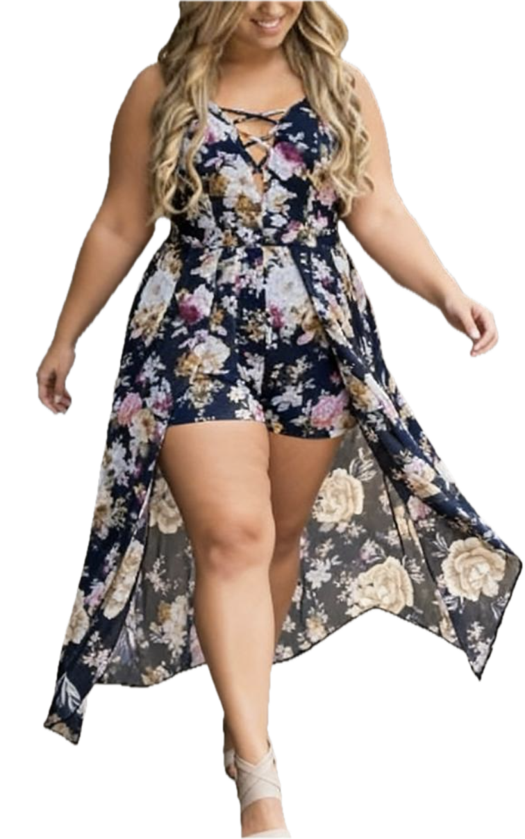 Jumpsuit Short Gasa Flores MARIANNE (XL) NUEVO CON ETIQUETAS 1