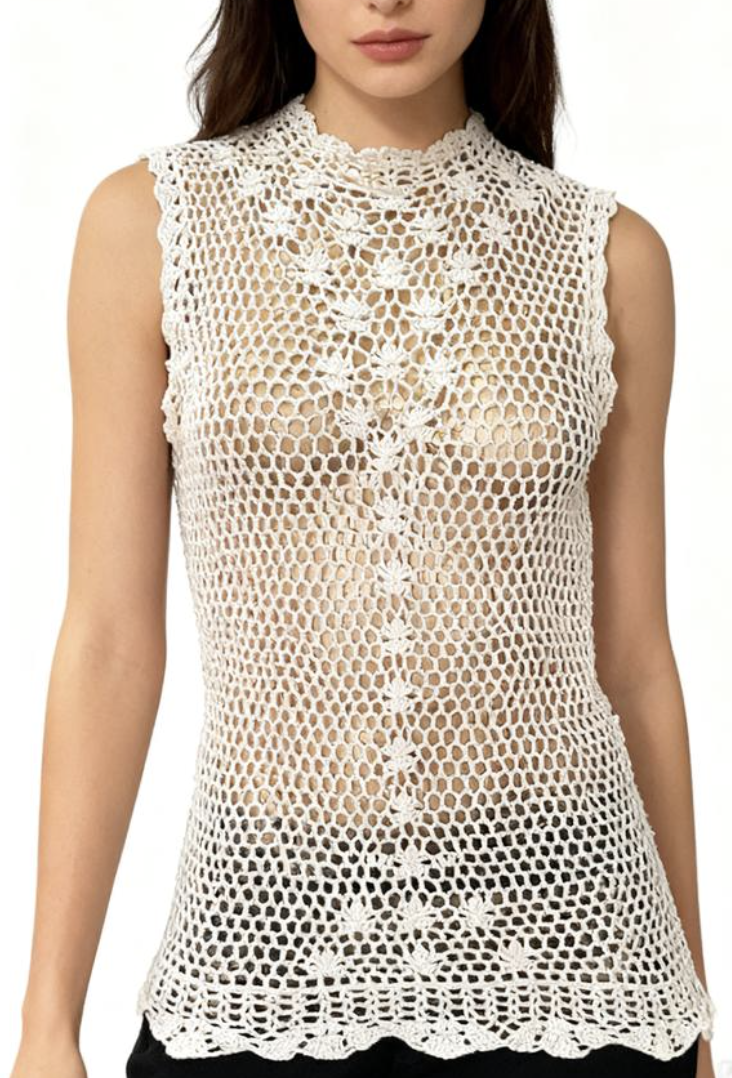 Tank Top Crochet 55% Lino BANANA REPUBLIC (S)  1