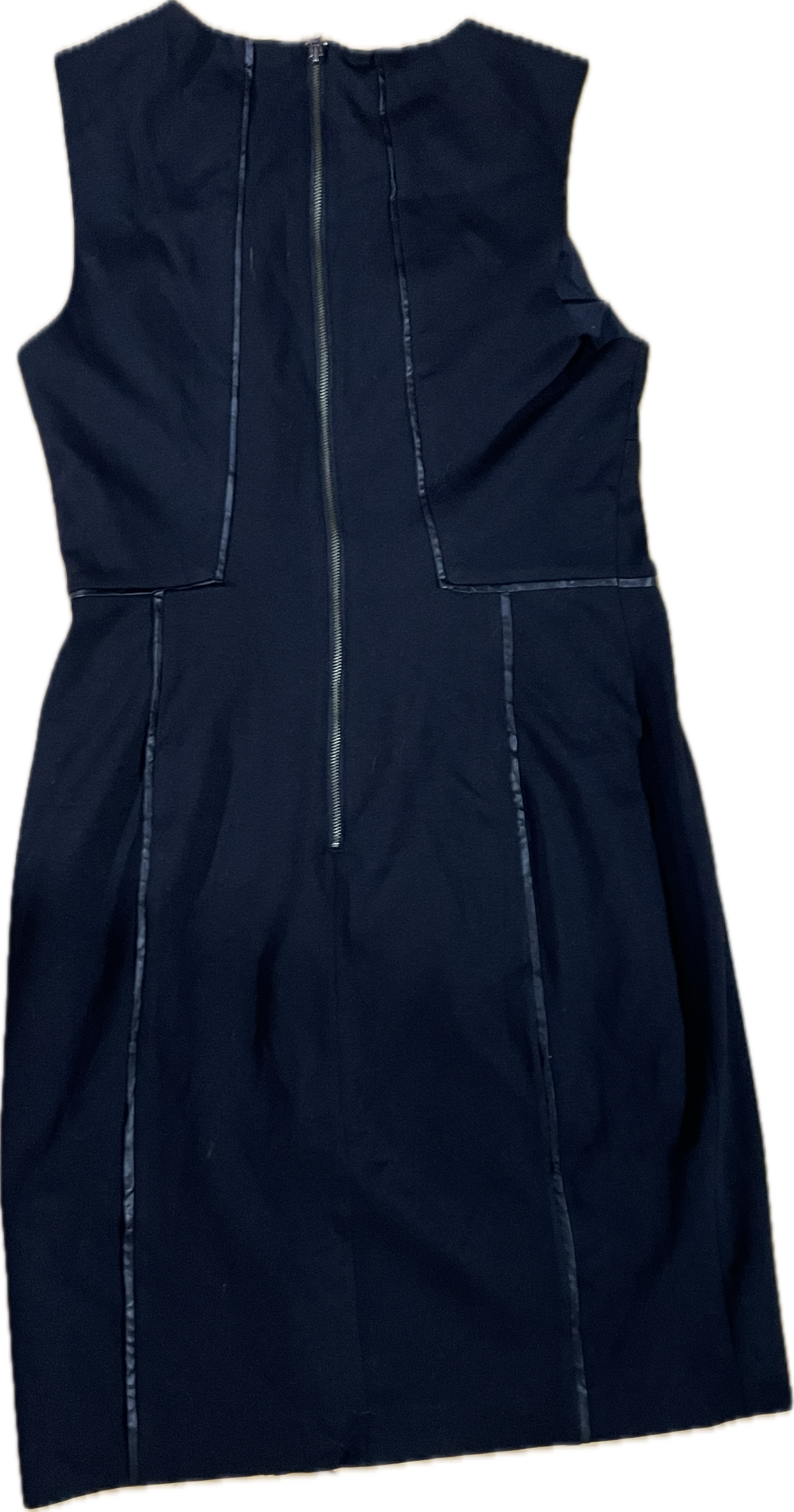 Vestido Sheath Faux Leather Trim HALOGEN (M-L) NUEVO CON ETIQUETAS 4