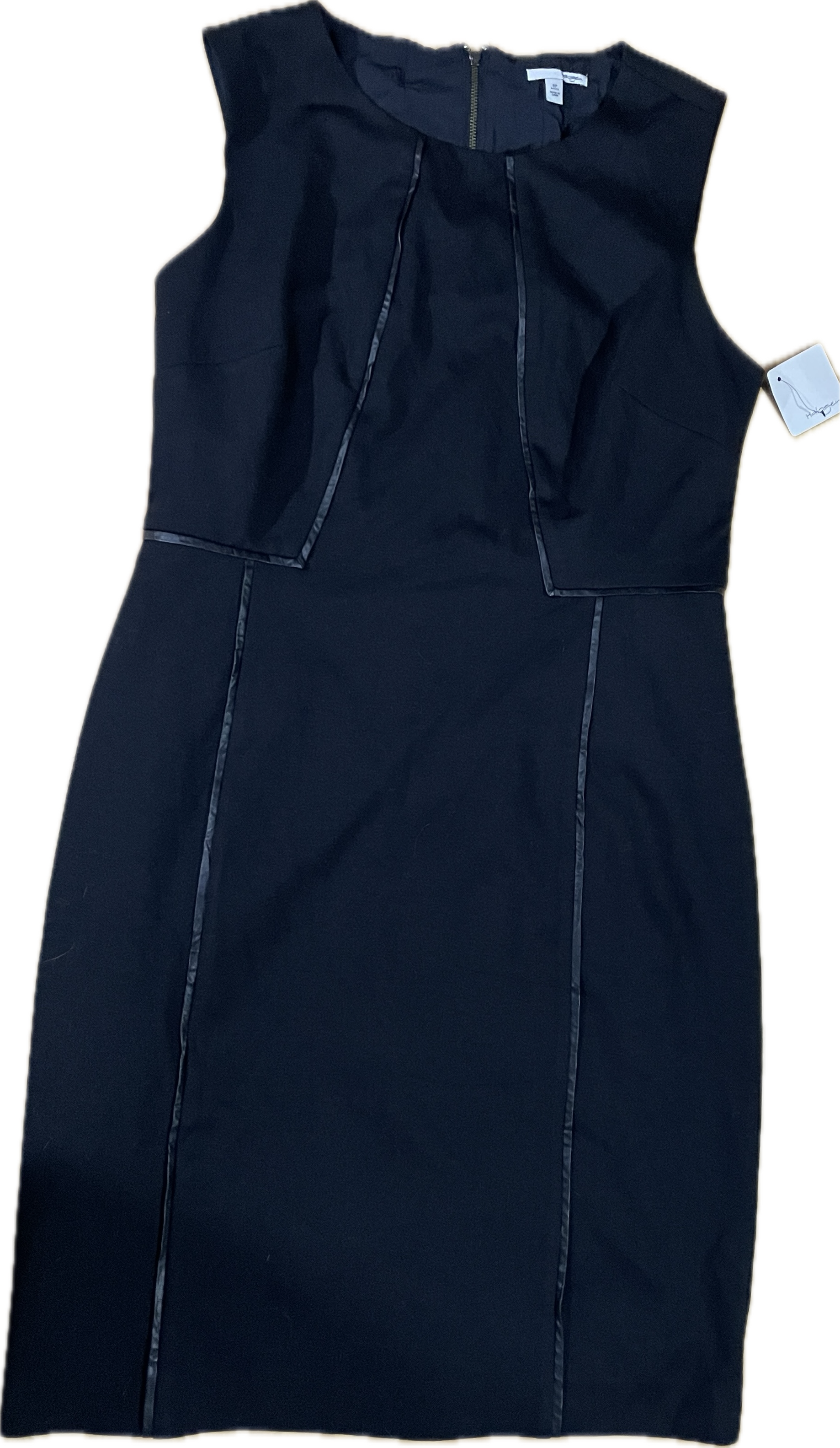 Vestido Sheath Faux Leather Trim HALOGEN (M-L) NUEVO CON ETIQUETAS 7