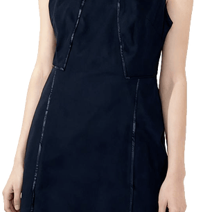 Vestido Sheath Faux Leather Trim HALOGEN (M-L) NUEVO CON ETIQUETAS