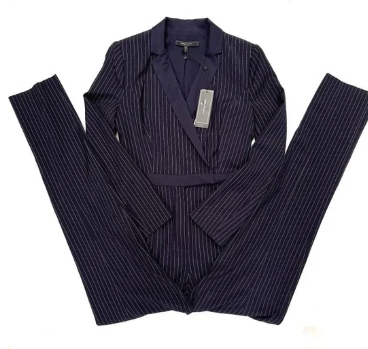 Enterito Smoking Pinstripe Faux Wrap BCBGMAXAZRIA (S) NUEVO 4