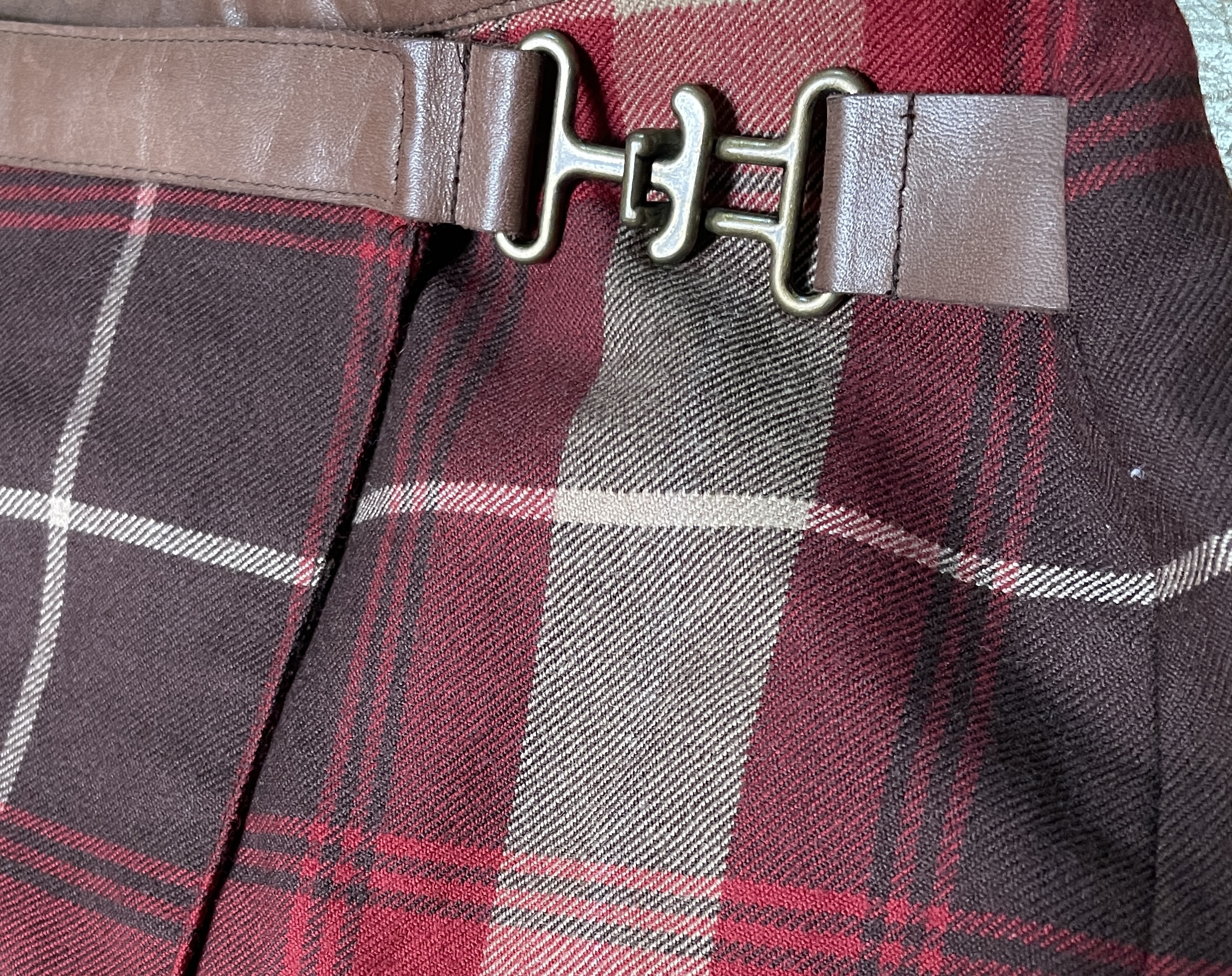 Falda Mini Plaid Wrap Inglés 100% Lana Pura JONES NEW YORK (M) COMO NUEVO 2