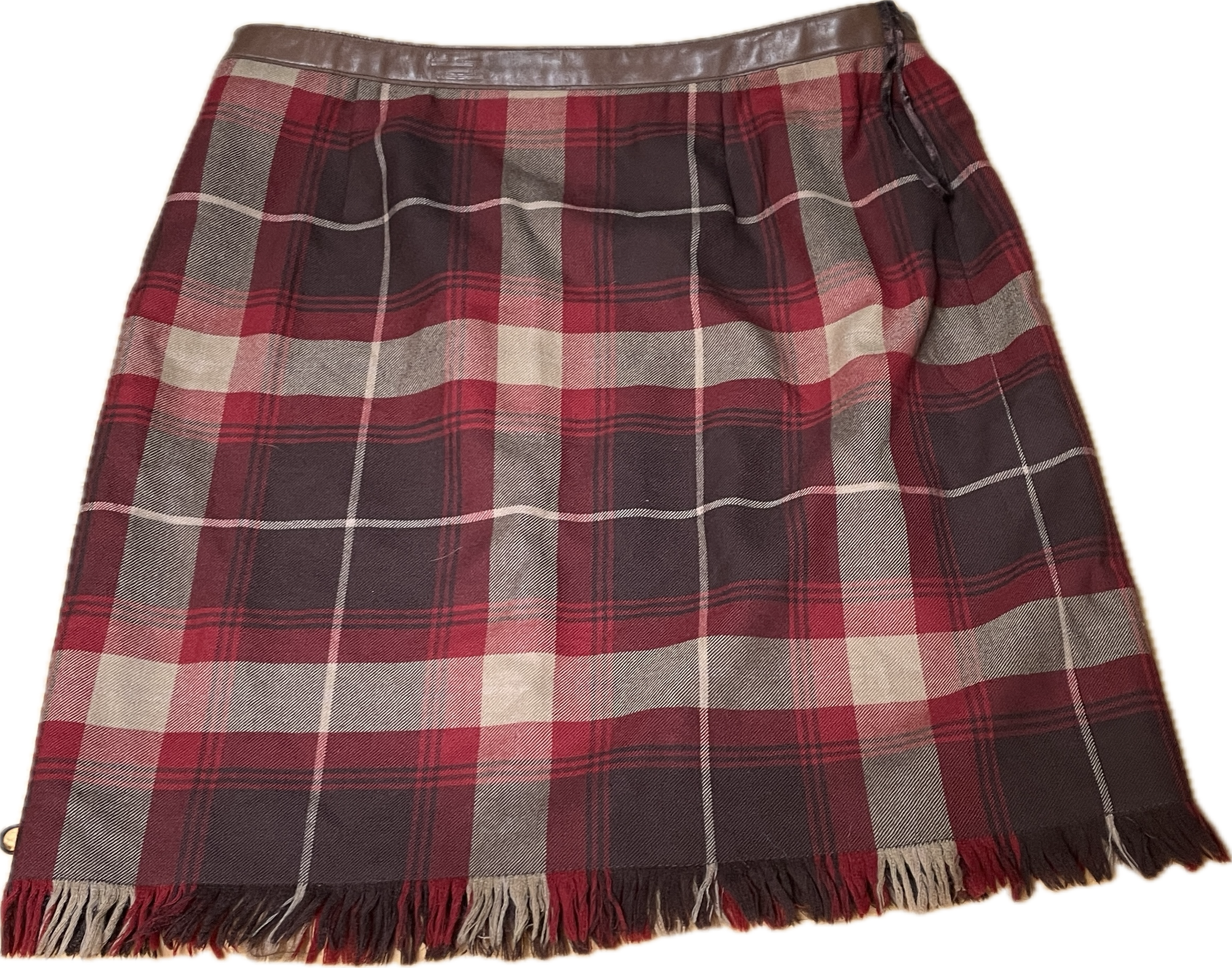 Falda Mini Plaid Wrap Inglés 100% Lana Pura JONES NEW YORK (M) COMO NUEVO 4