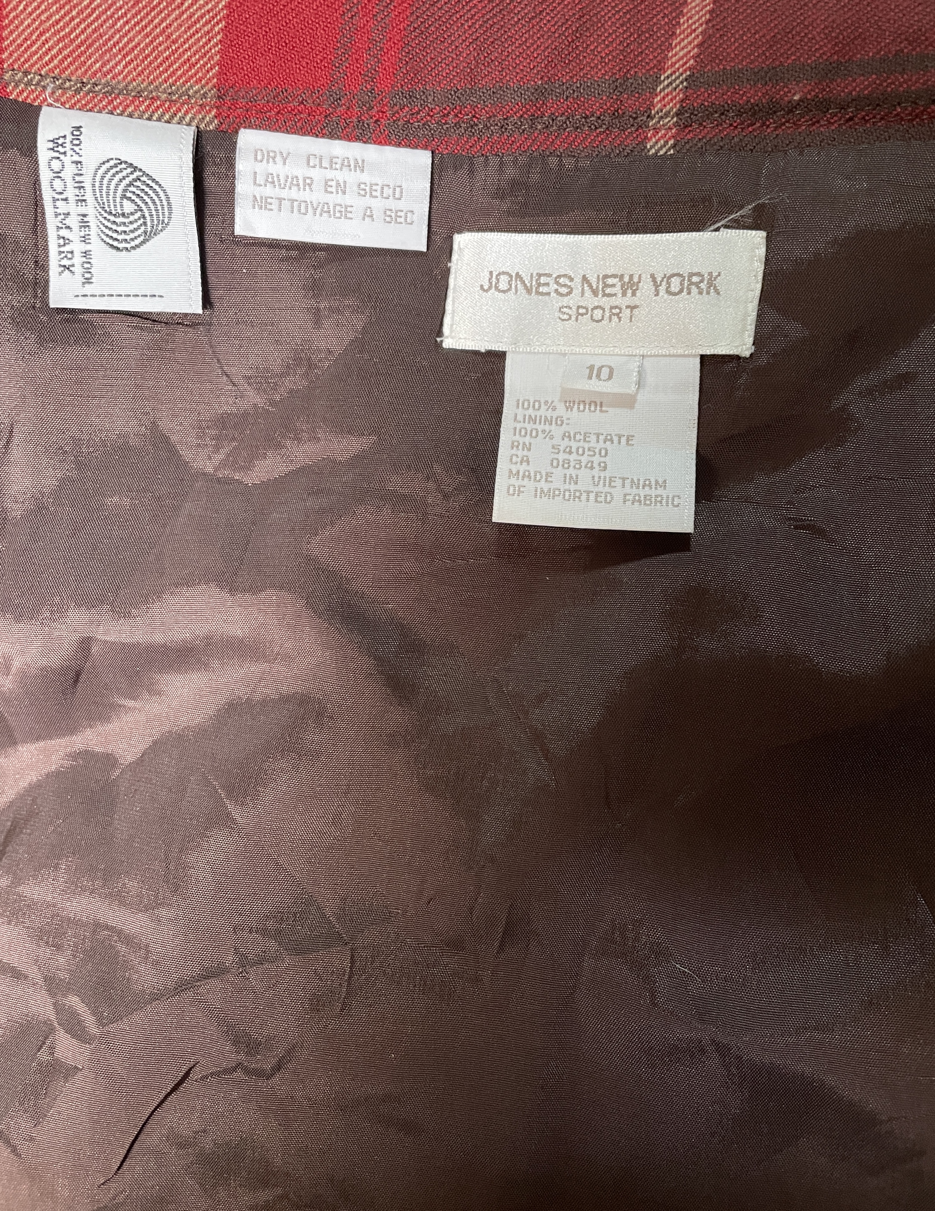 Falda Mini Plaid Wrap Inglés 100% Lana Pura JONES NEW YORK (M) COMO NUEVO 3