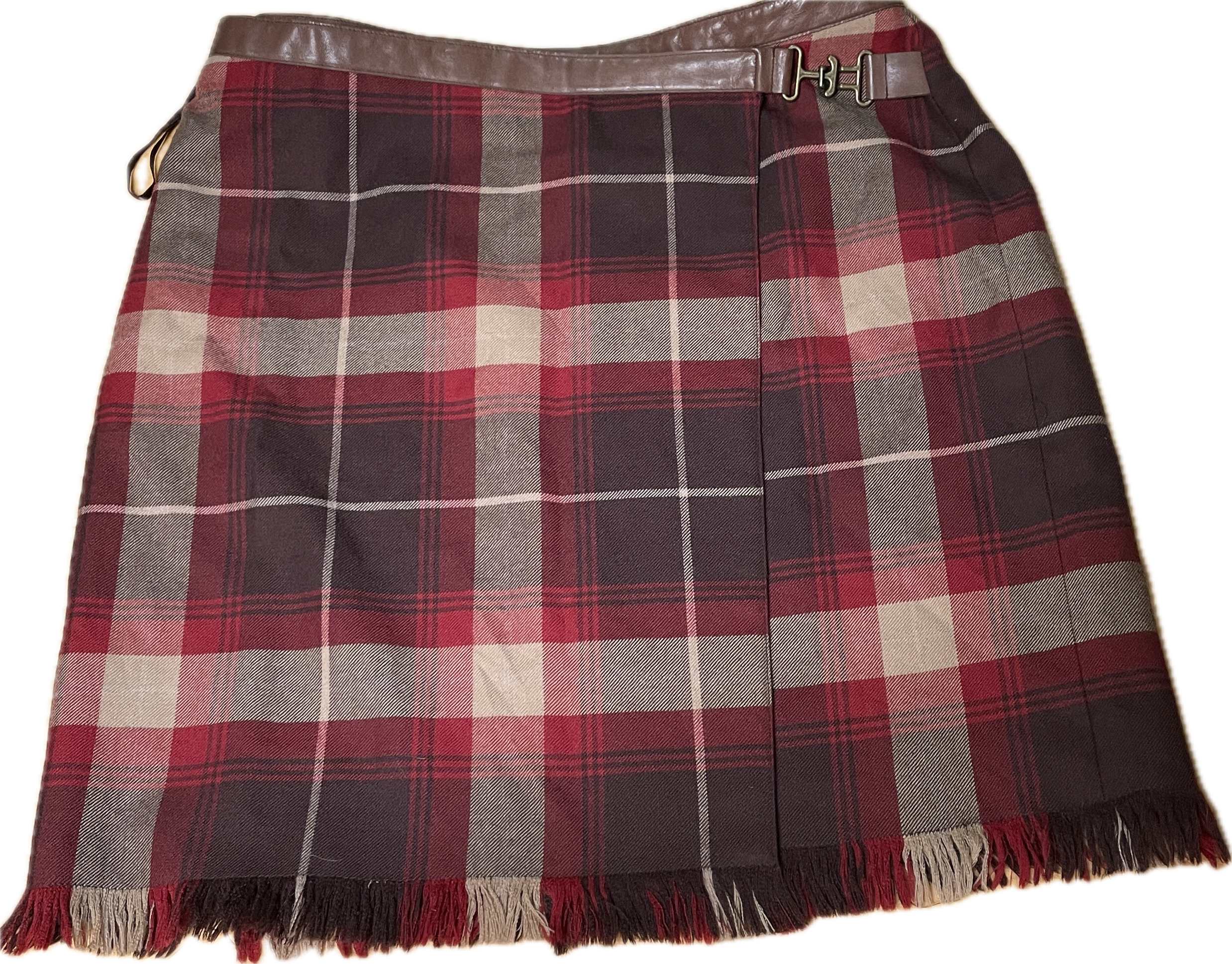 Falda Mini Plaid Wrap Inglés 100% Lana Pura JONES NEW YORK (M) COMO NUEVO 6