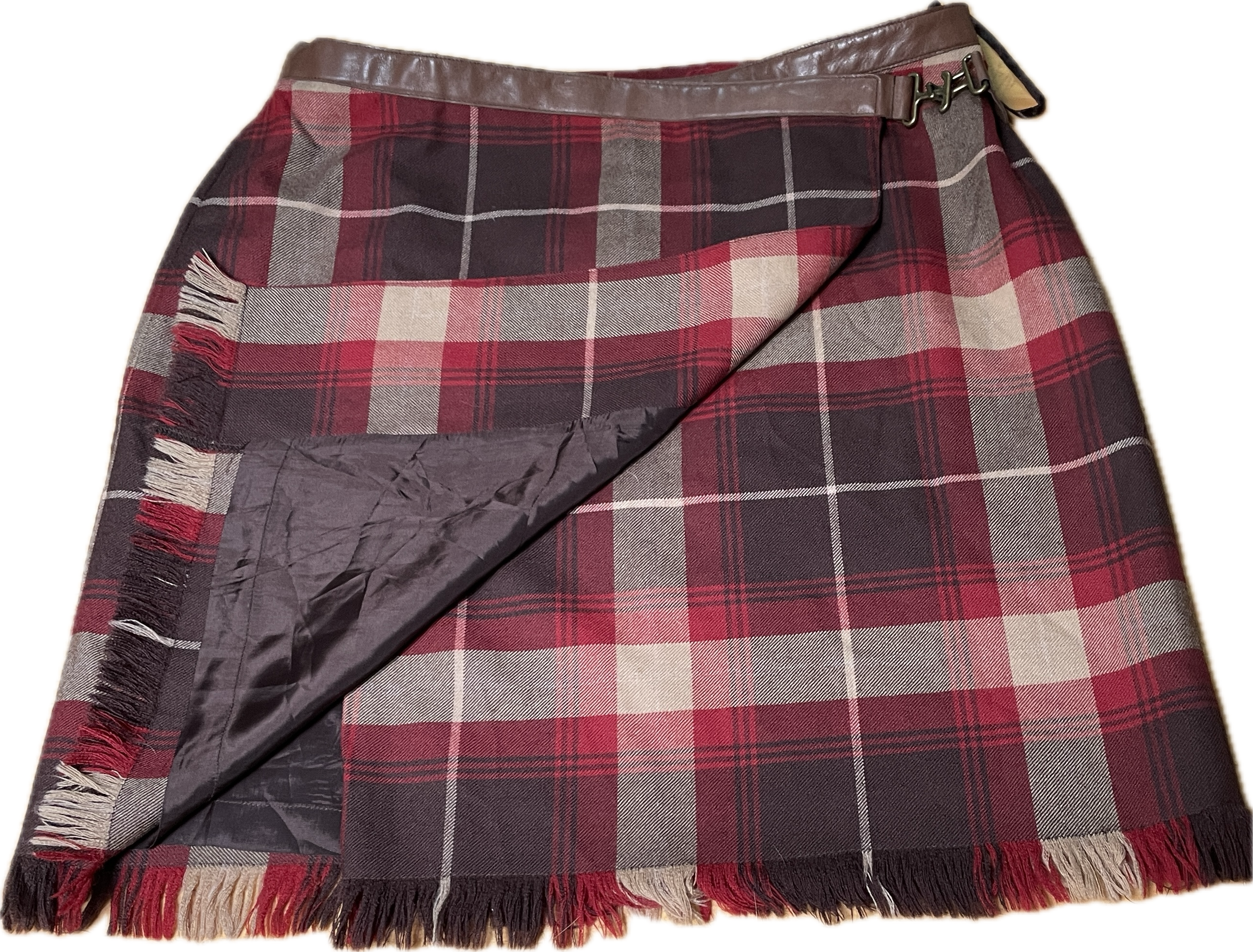 Falda Mini Plaid Wrap Inglés 100% Lana Pura JONES NEW YORK (M) COMO NUEVO 8