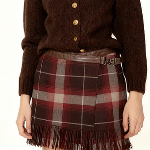 Falda Mini Plaid Wrap Inglés 100% Lana Pura JONES NEW YORK (M) COMO NUEVO
