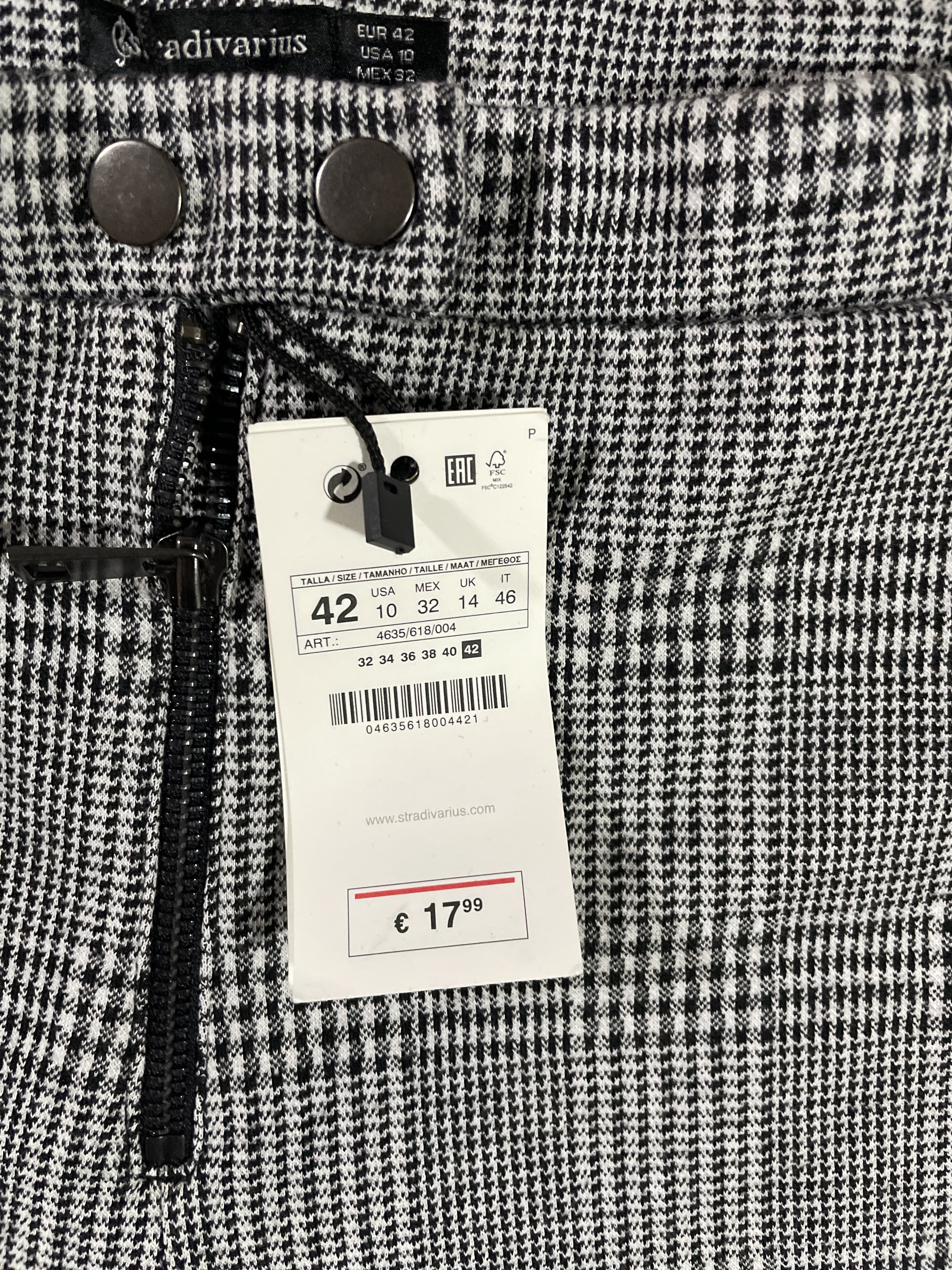 Leggings Plaid Slim Fit STRADIVARIUS (M) NUEVO CON ETIQUETAS  2