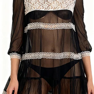 Vestido/Tapado Malla Encaje Vintage Gothic JESSICA'S ATTIC (S) 