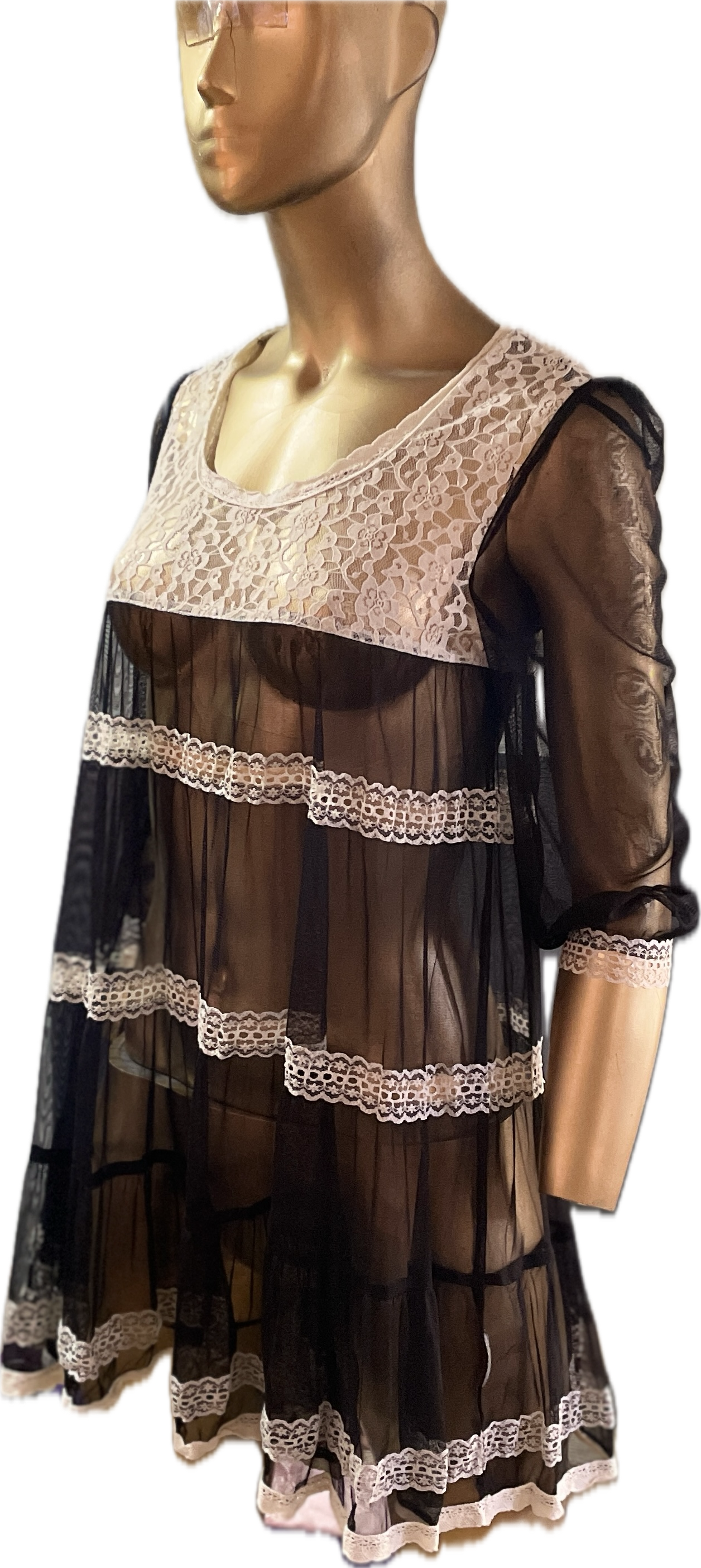 Vestido/Tapado Malla Encaje Vintage Gothic JESSICA'S ATTIC (S)  5