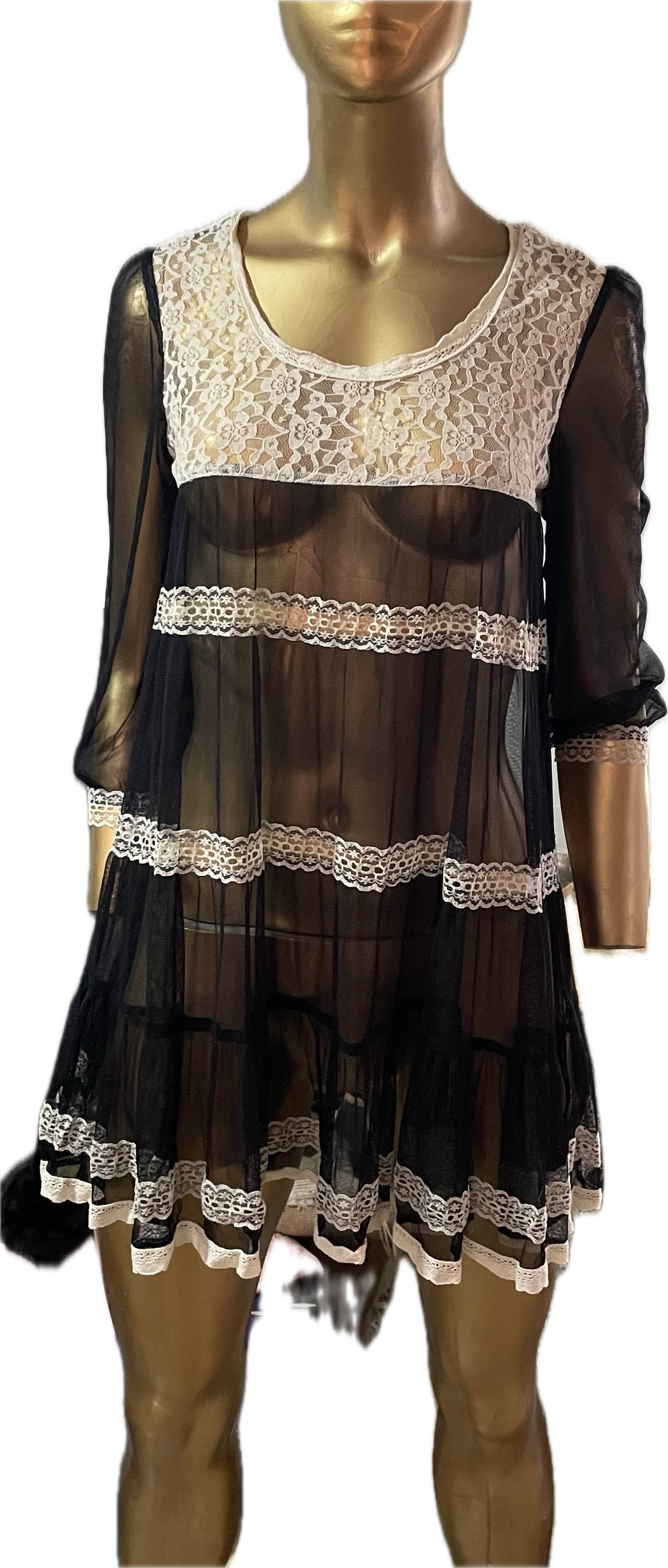 Vestido/Tapado Malla Encaje Vintage Gothic JESSICA'S ATTIC (S)  6