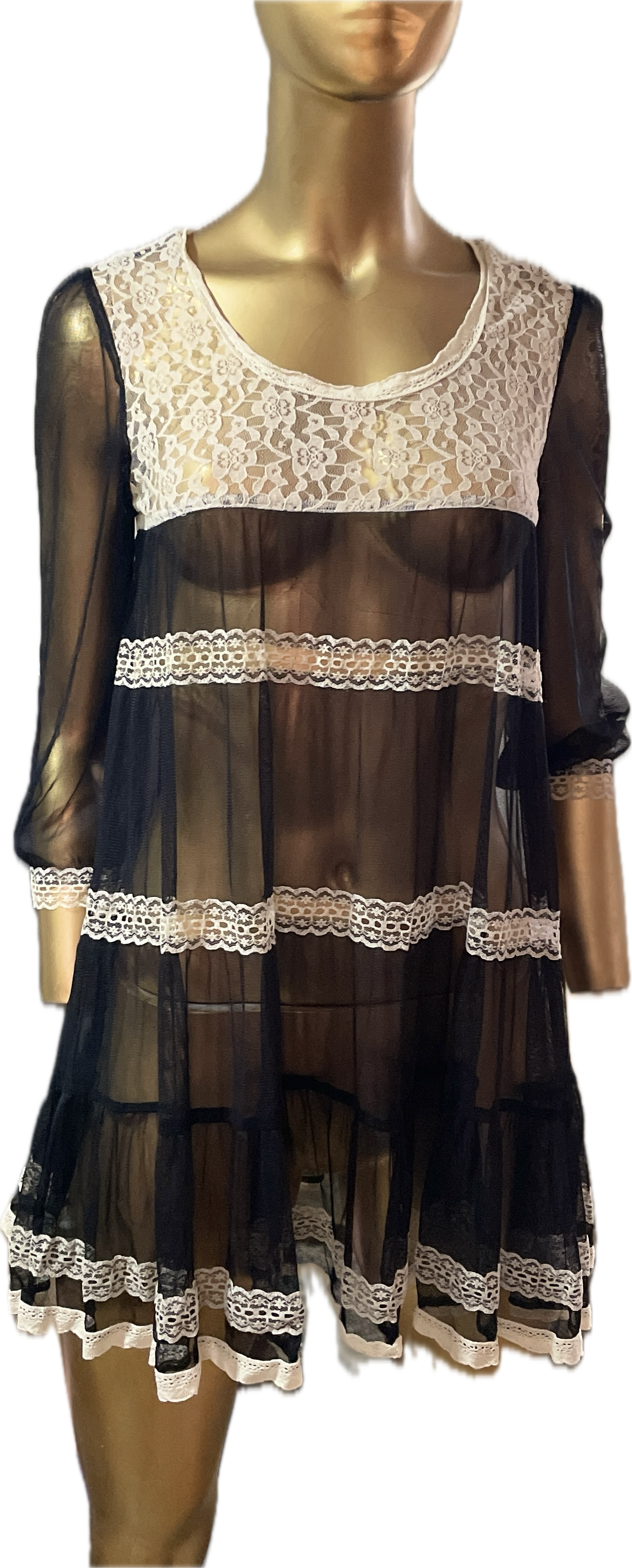 Vestido/Tapado Malla Encaje Vintage Gothic JESSICA'S ATTIC (S)  7