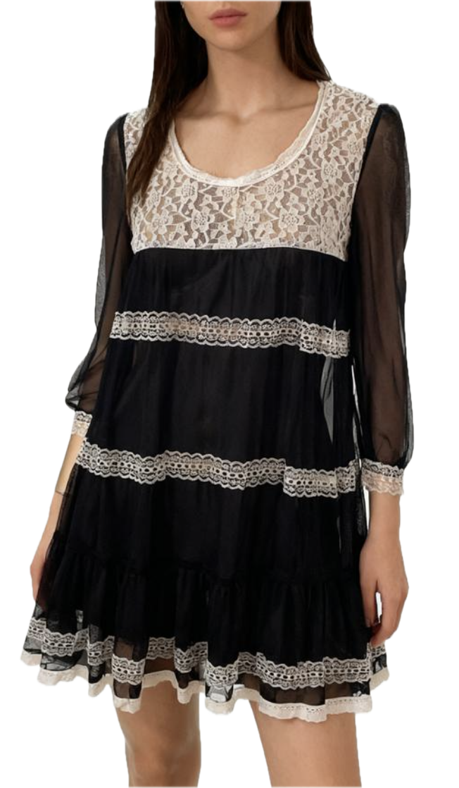 Vestido/Tapado Malla Encaje Vintage Gothic JESSICA'S ATTIC (S)  2
