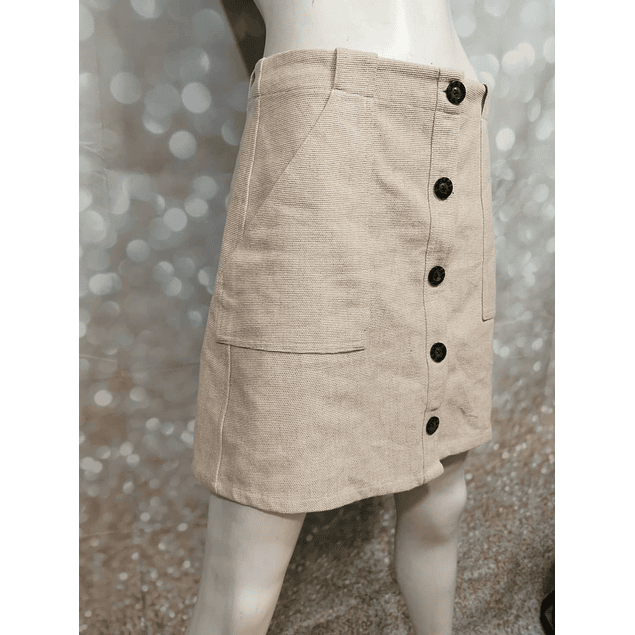 Falda ALine Canvas Lino Botones BANANA REPUBLIC (S-M) NUEVO