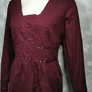 Blusa Diseño Mostacillas Cintas Vino YESSICA (M)