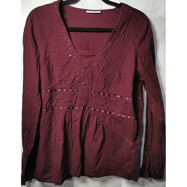 Blusa Diseño Mostacillas Cintas Vino YESSICA (M)