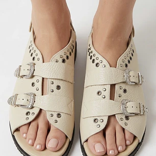 Sandalias Double Buckle Plataforma 100% Cuero AURORA CONEJERO (37-38) NUEVO
