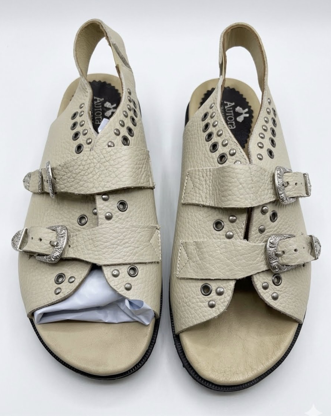 Sandalias Double Buckle Plataforma 100% Cuero AURORA CONEJERO (37-38) NUEVO 2