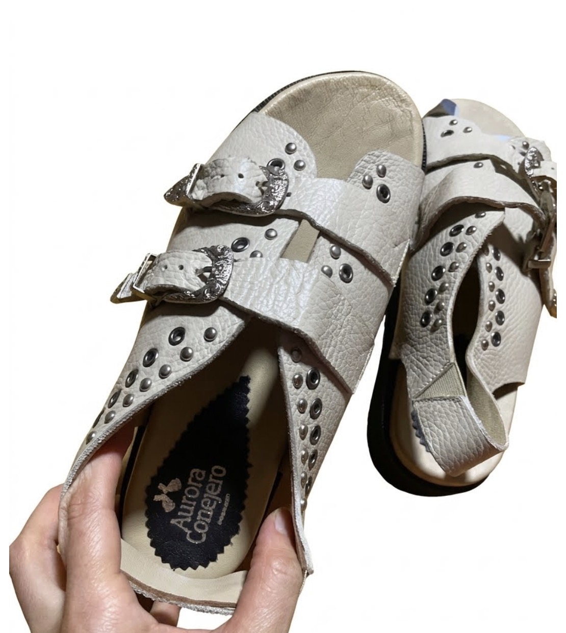 Sandalias Double Buckle Plataforma 100% Cuero AURORA CONEJERO (37-38) NUEVO 3