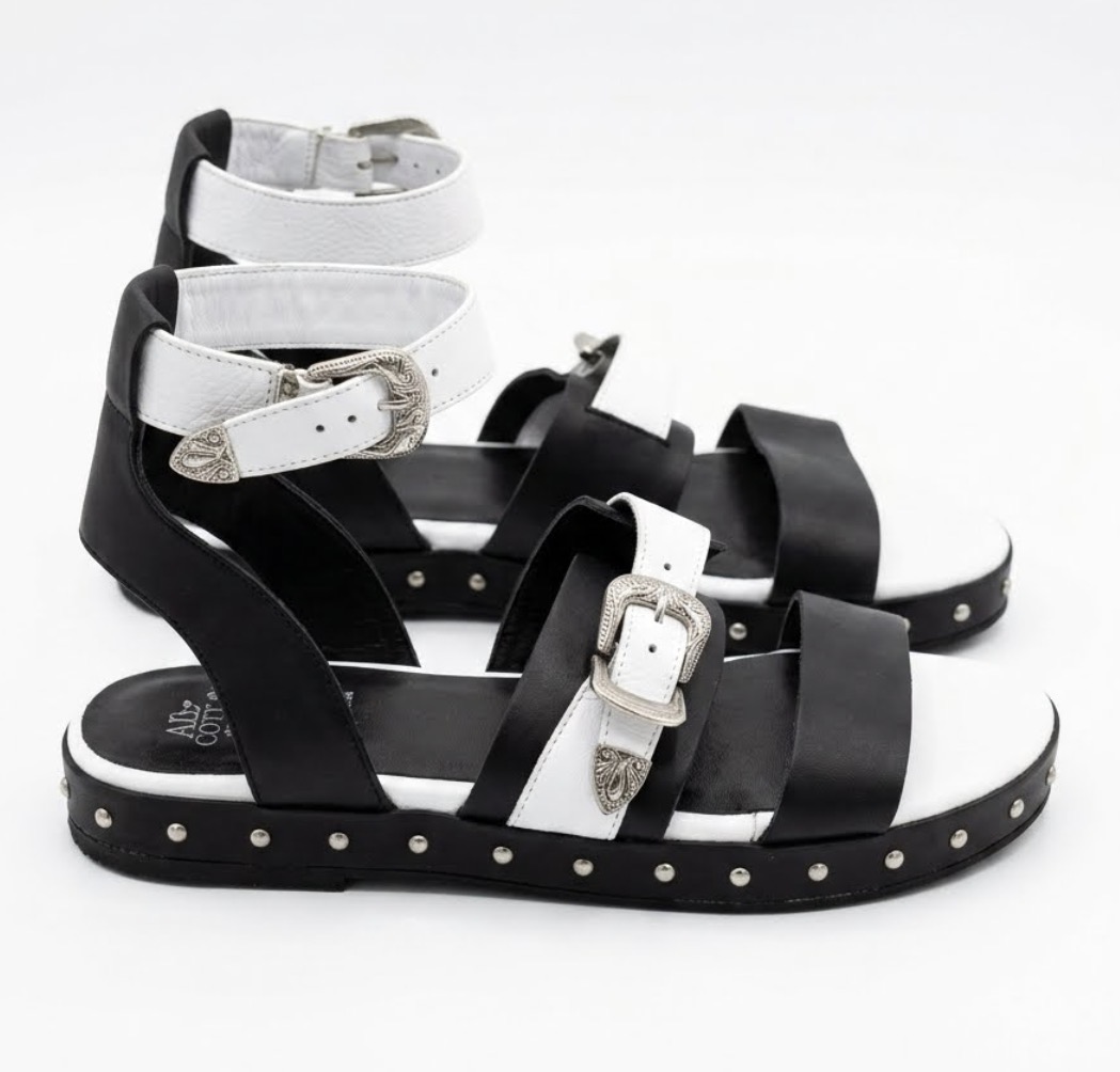 Sandalias Vaqueras 100% Cuero Tachas AURORA CONEJERO (38) NUEVO  2