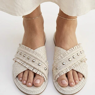 Sandalias Pitón 100% Cuero Marfil SCHUTZ (37) NUEVO