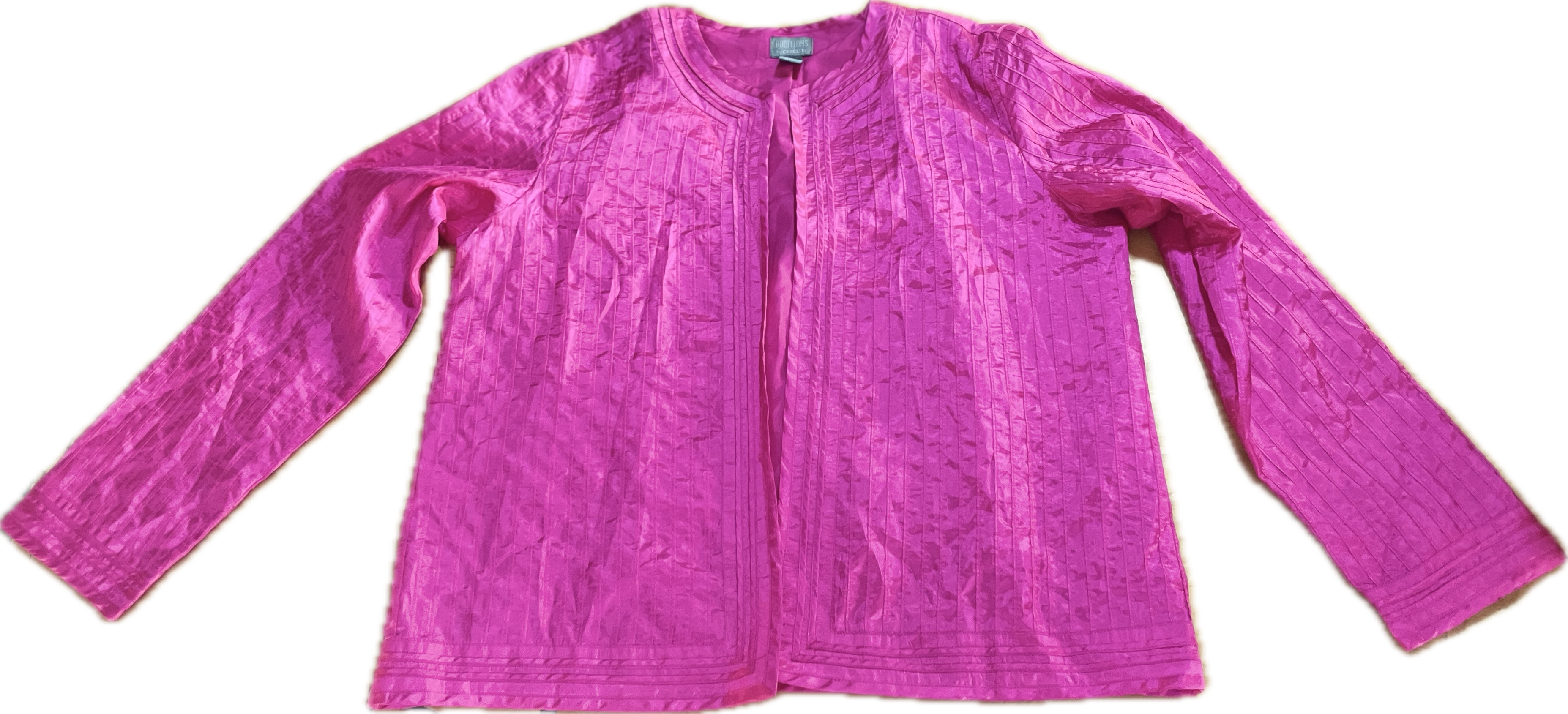 Blazer Sedoso Ranurado Pink Mandarin Pintuck CHICO'S (L) COMO NUEVO 2