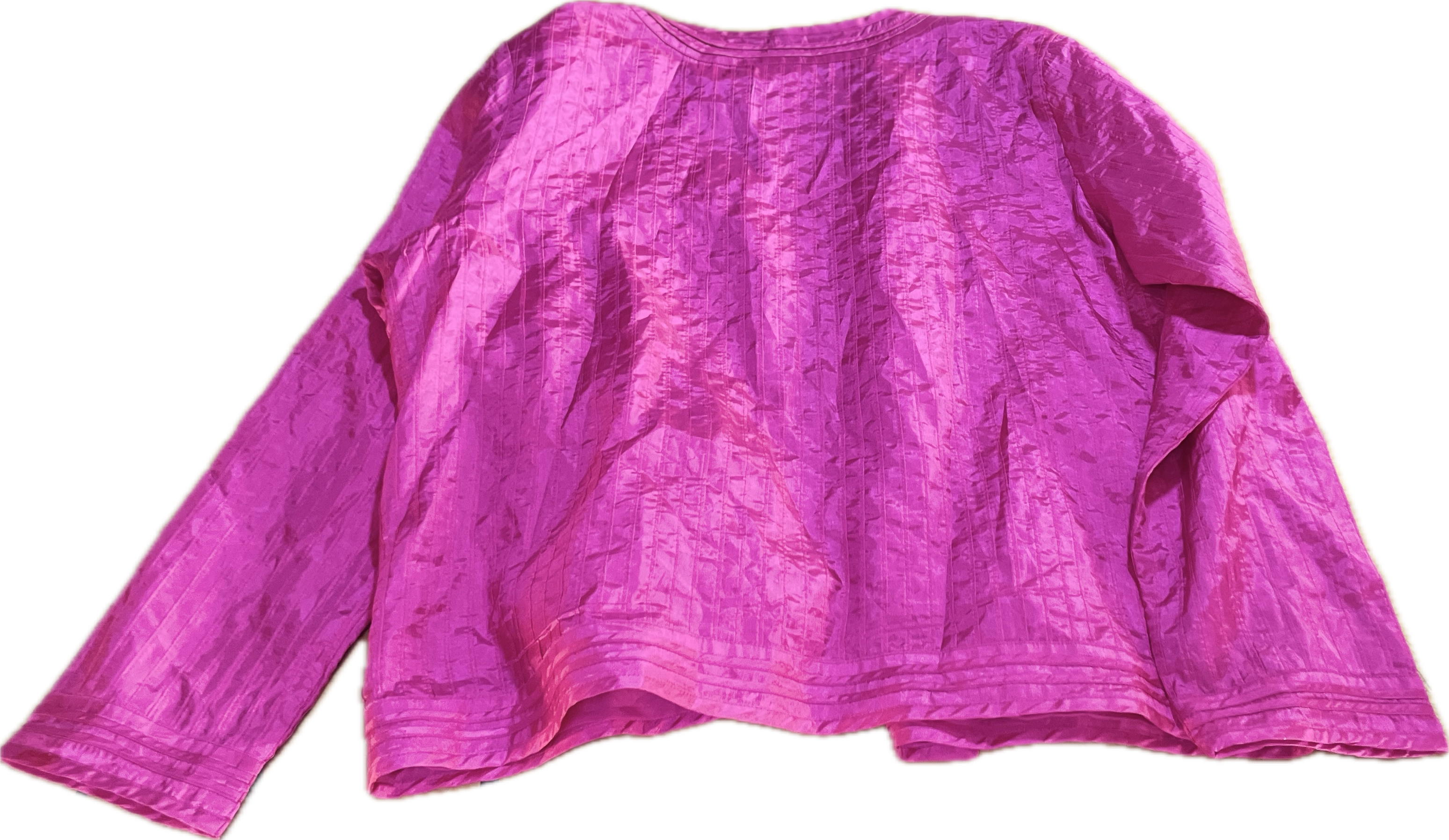 Blazer Sedoso Ranurado Pink Mandarin Pintuck CHICO'S (L) COMO NUEVO 3