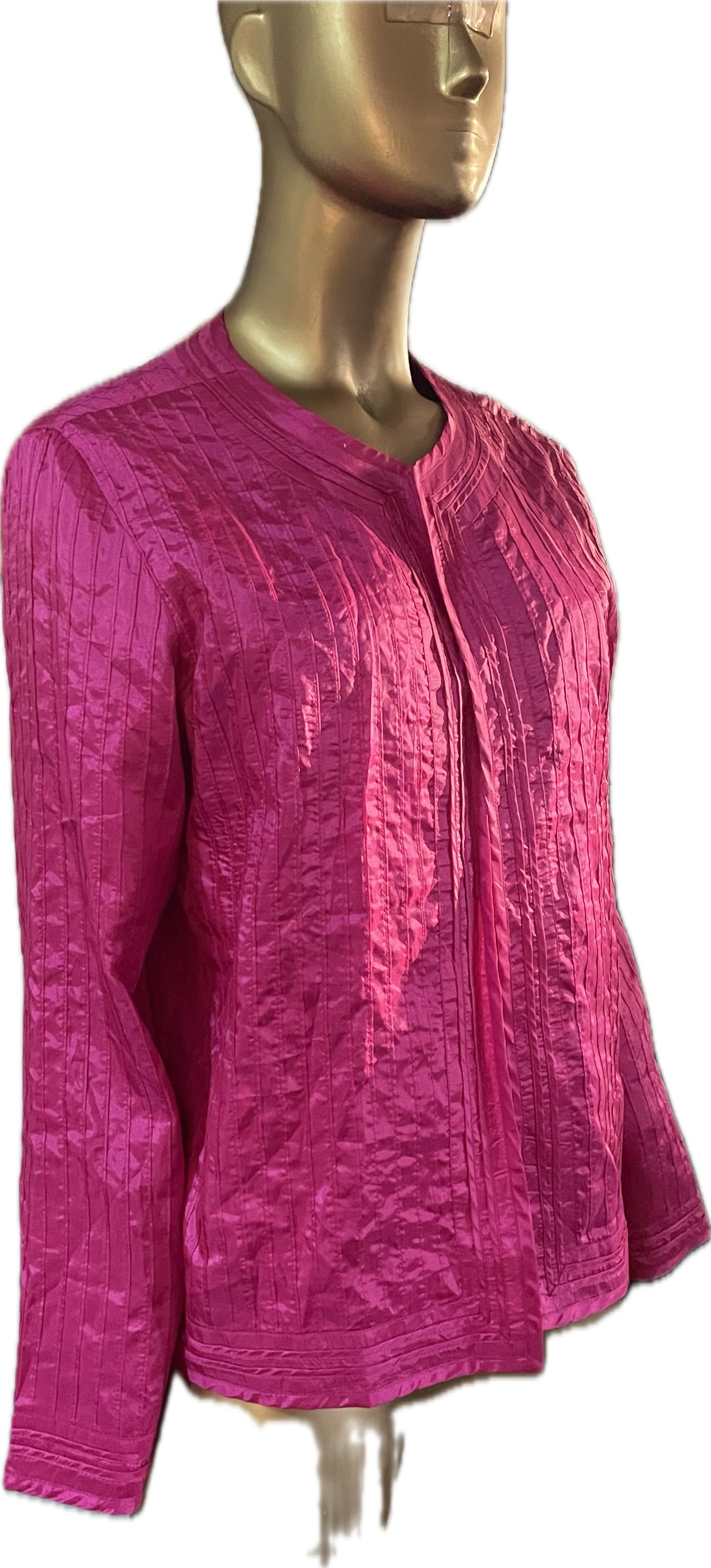 Blazer Sedoso Ranurado Pink Mandarin Pintuck CHICO'S (L) COMO NUEVO 6