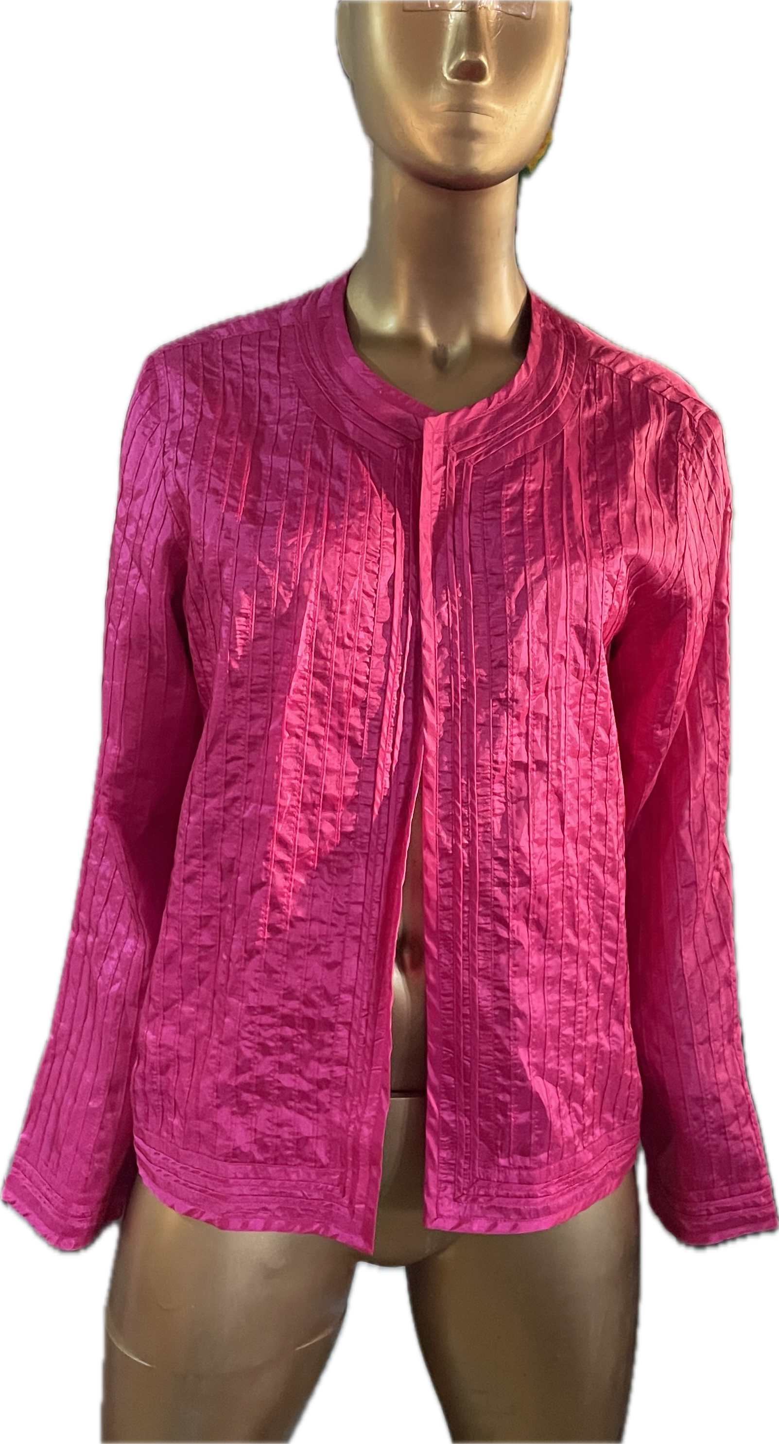 Blazer Sedoso Ranurado Pink Mandarin Pintuck CHICO'S (L) COMO NUEVO 7