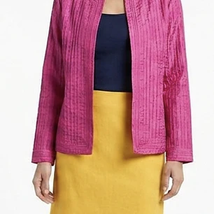 Blazer Sedoso Ranurado Pink Mandarin Pintuck CHICO'S (L) COMO NUEVO