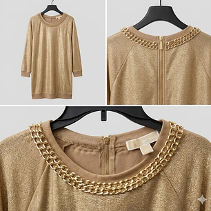 ​Vestido Sueter Midi Destellos Dorados MICHAEL KORS (XL)  SHOWROOM
