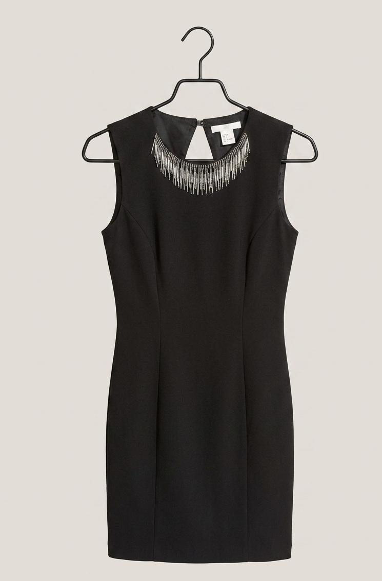 Vestido Little Black Dress Collar Plata H&M (XS) 2