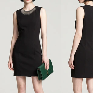 Vestido Little Black Dress Collar Plata H&M (XS)