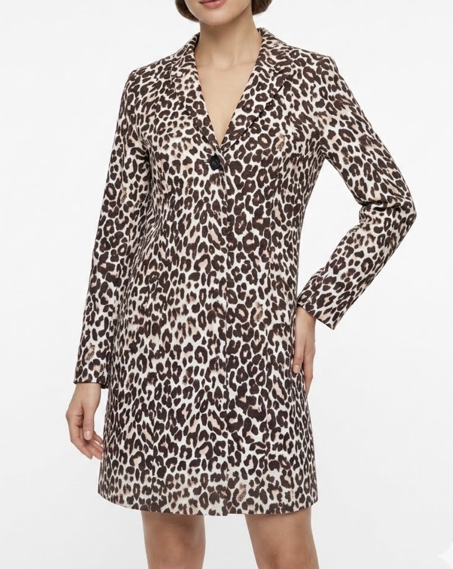 Abrigo Entallado Midi Animal Print (H&M) NUEVO CON ETIQUETAS  1