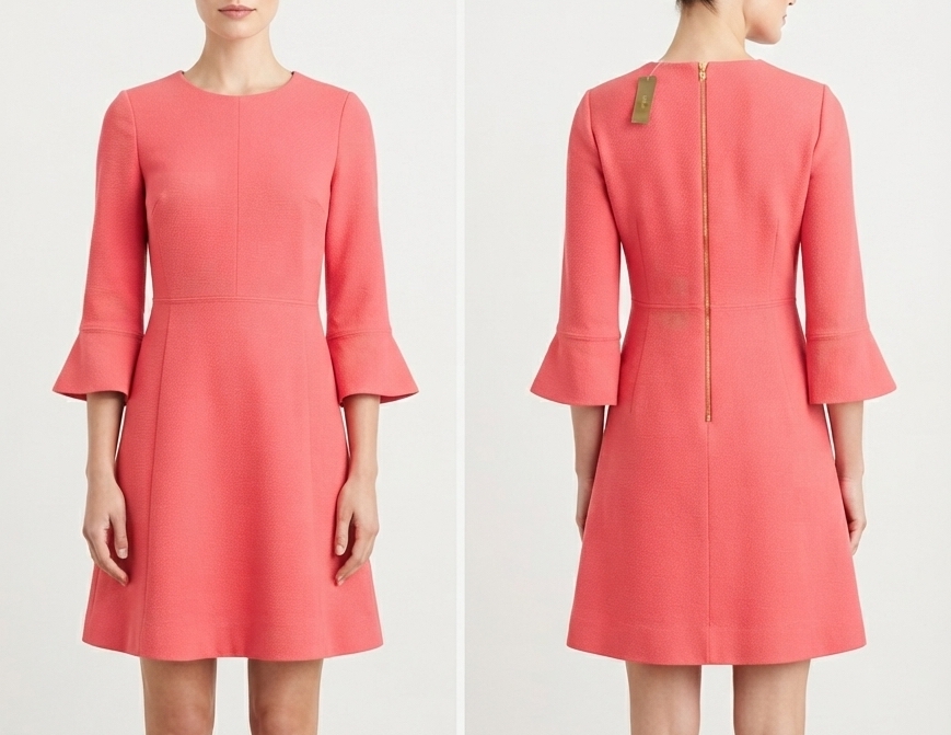 Vestido Coral  Mangas 3/4 (S) J. CREW NUEVO CON ETIQUETAS 1