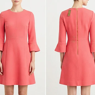 Vestido Coral  Mangas 3/4 (S) J. CREW NUEVO CON ETIQUETAS