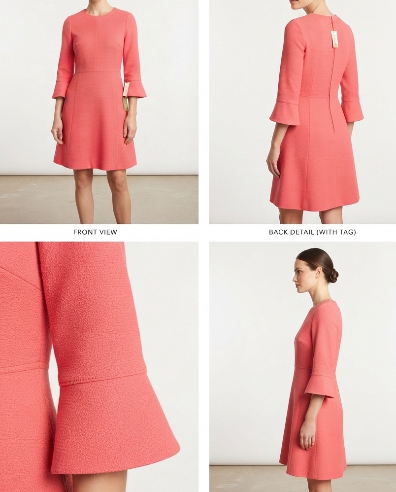 Vestido Coral  Mangas 3/4 (S) J. CREW NUEVO CON ETIQUETAS 2
