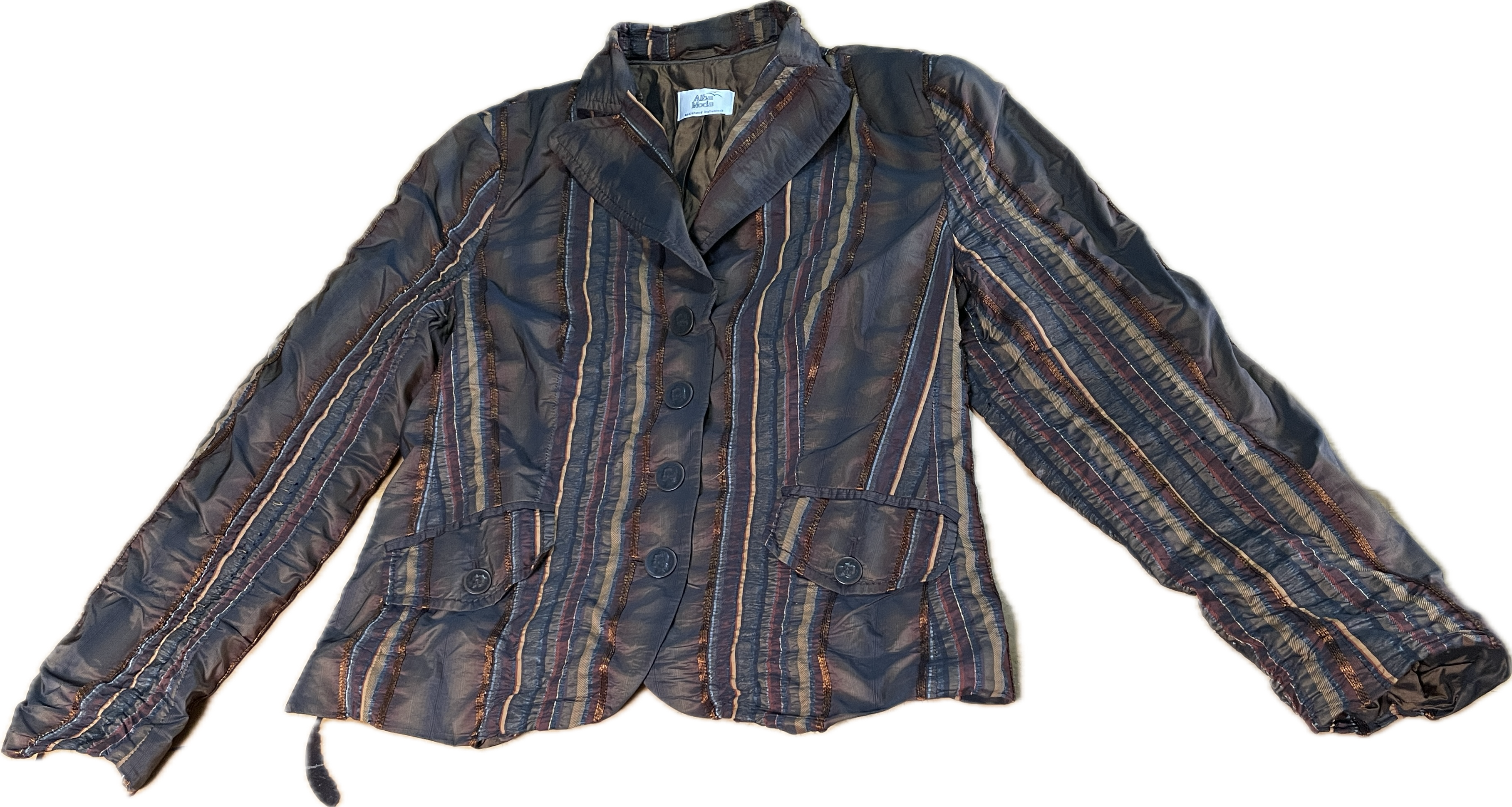 Blazer Metalizado Crinkle Diseño Botones Vintage ALBA MODA (M) 6