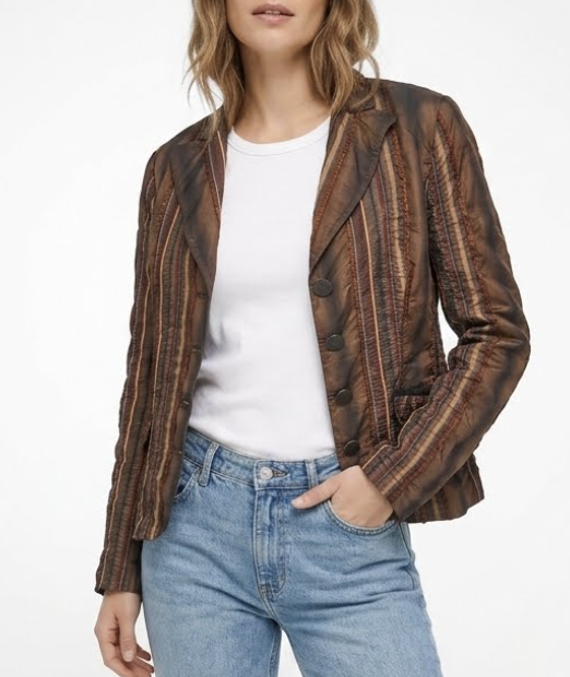 Blazer Metalizado Crinkle Diseño Botones Vintage ALBA MODA (M) 1
