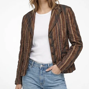 Blazer Metalizado Crinkle Diseño Botones Vintage ALBA MODA (M)