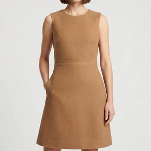 Vestido Corto Camel Sin mangas J. CREW (S) NUEVO CON ETIQUETAS 70%LANA