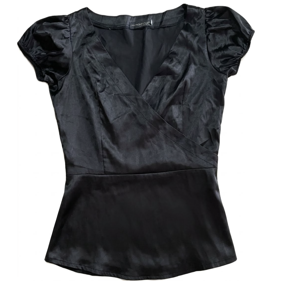 Top Escote V Wrap Satidado Manga Globo IMMAGINA (S)  2