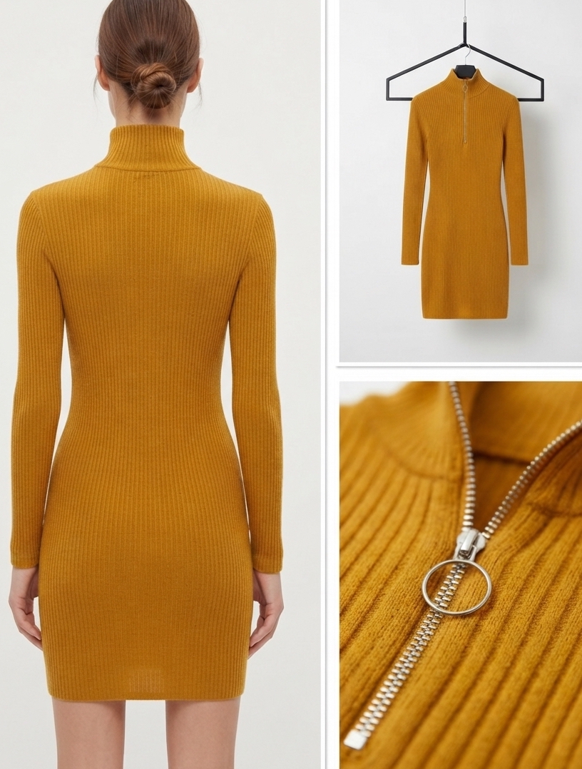 Vestido de Punto Mostaza TOPSHOP (S) NUEVO CON ETIQUETAS 2