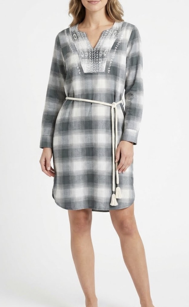 Vestido Túnica Bordados Franela 100% Algodón SONOMA (S) NUEVO CON ETIQUETAS 1