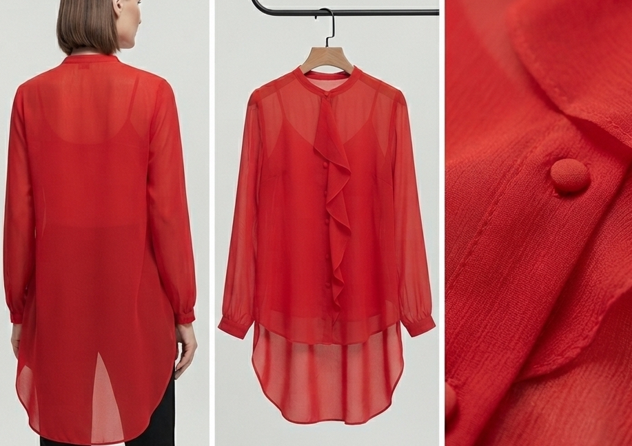 Blusa de Gasa Asimétrica BISOU BISOU (M) NUEV0 CON ETIQUETAS 3